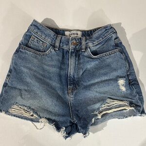 New Look Distressed Blue Jean Shorts